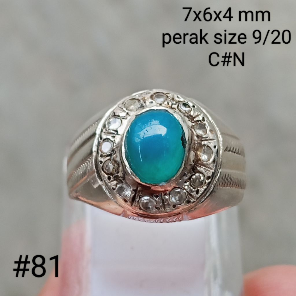 cincin perak, batu natural bacan Doko #81