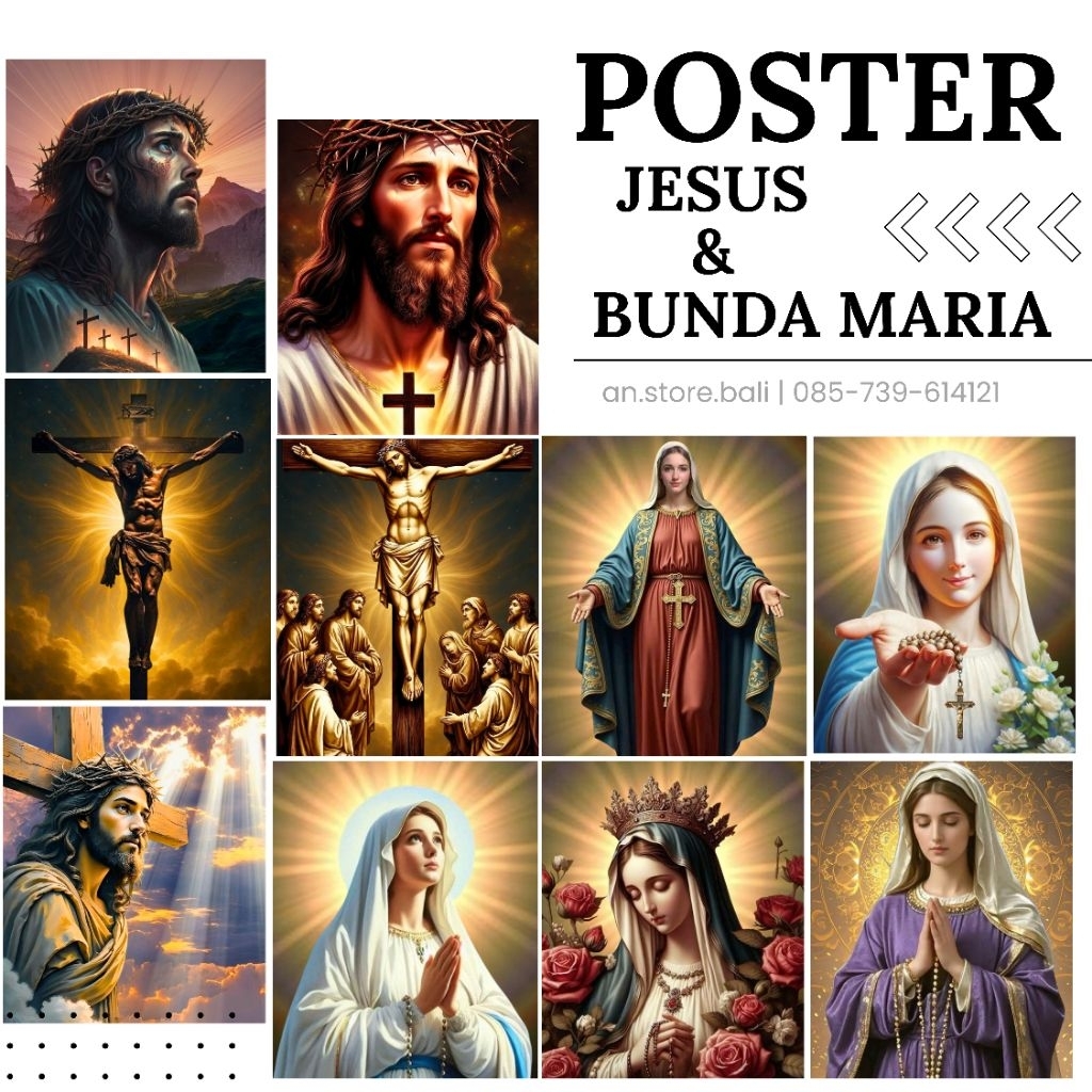 Poster Jesus / Poster Bunda Maria / Ukuran A3+