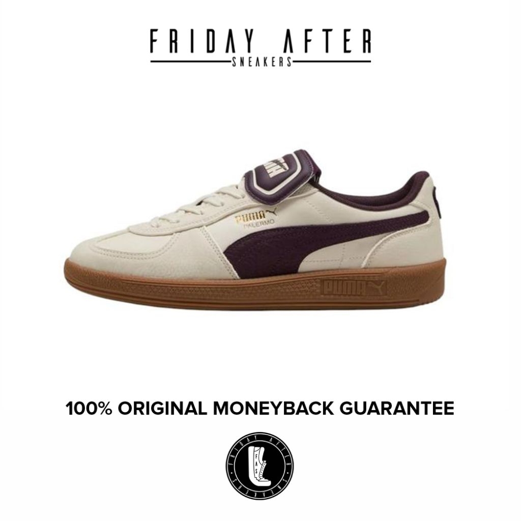 Sepatu Sneakers Pria Wanita Puma Palermo Premium Alpine Snow Midnight Plum Original Resmi