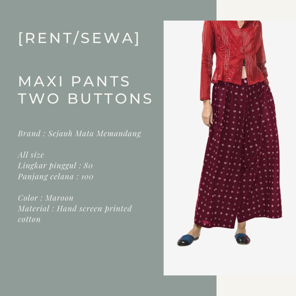 RENT/SEWA Maxi pants two buttons sejauh mata memandang celana panjang SMM preloved second bekas mura