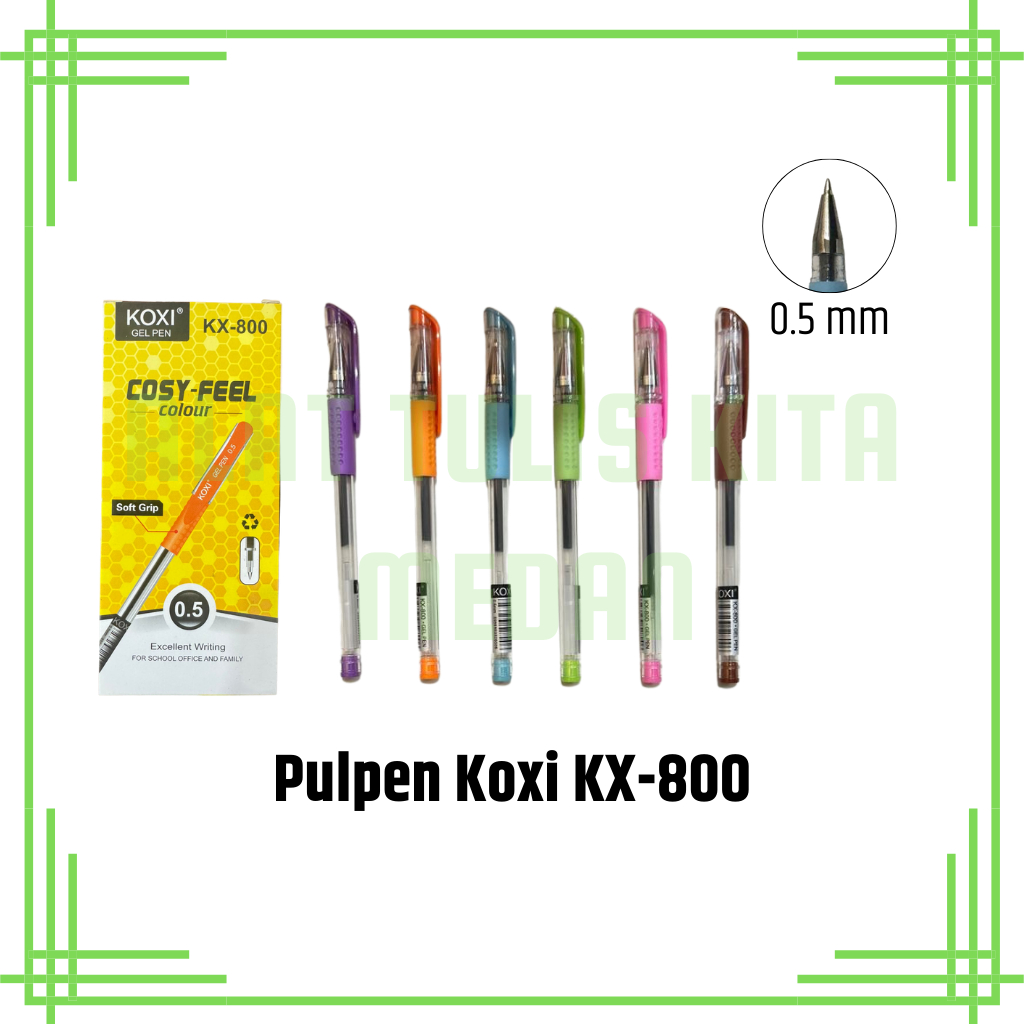 

(1 Kotak) Pulpen Koxi KX-800 Soft Grip / Gel Pen 0.5mm Koxi KX-800 Soft Grip