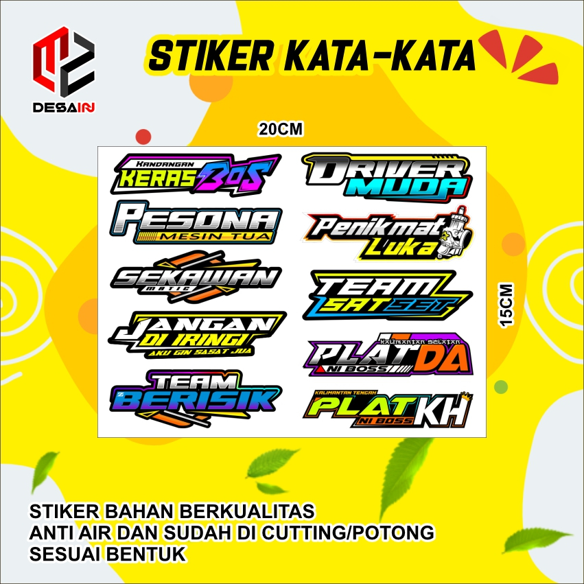 

stiker cetak cutting kata kata