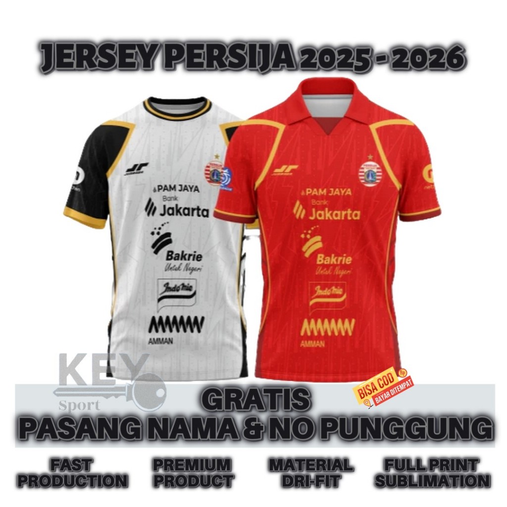 Jersey Persija Jakarta Super League 2025 - 2026 Full Printing Premium Free Nickname & Number