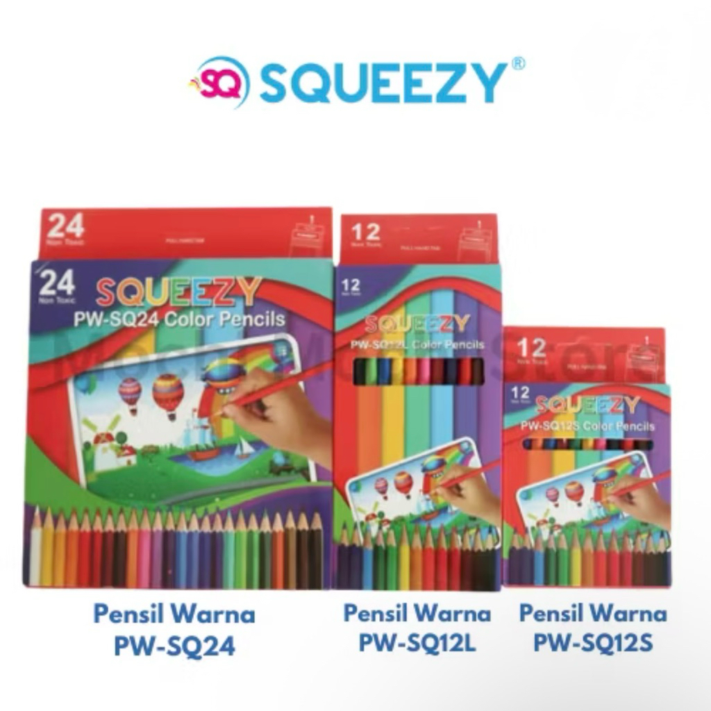 

Pensil Warna Squeezy Panjang Warna Murah / Color Pencil