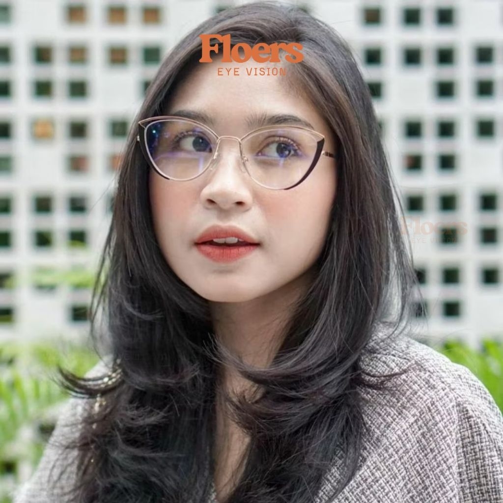 Frame Kacamata Cat Eye 95721 Lensa Antiradiasi Bluecromic