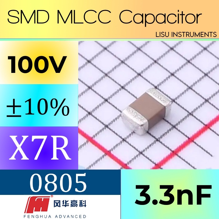 3.3nF 100V X7R ±10% 0805 SMD MLCC Capacitor FH 0805B332K101NT