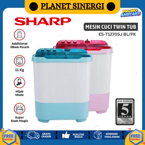 MESIN CUCI SHARP ES-T1270SJ-PK Mesin Cuci [12 KG] GARANSI RESMI