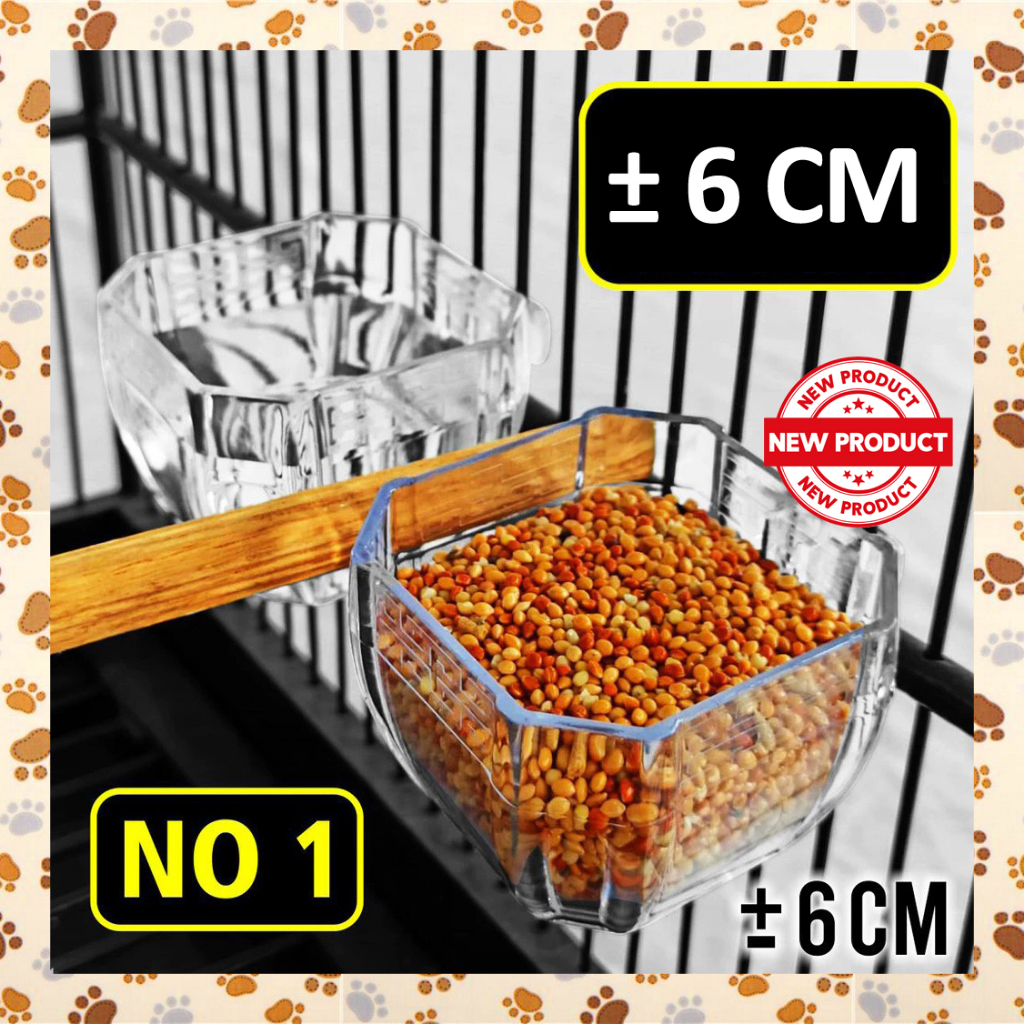 E22BD4 Tempat Makan Minum Burung CEPUK SEGI 8 Delapan Mika Akrilik Murai Batu Kicau Love Bird Wadah 