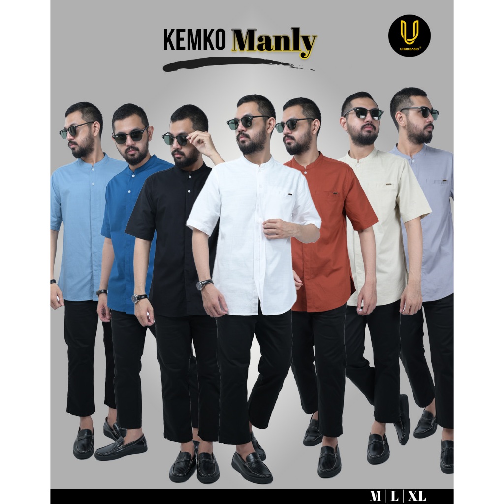 Uhud Basic - Baju Kemeja Koko Kemko Manly Katun Lengan Pendek