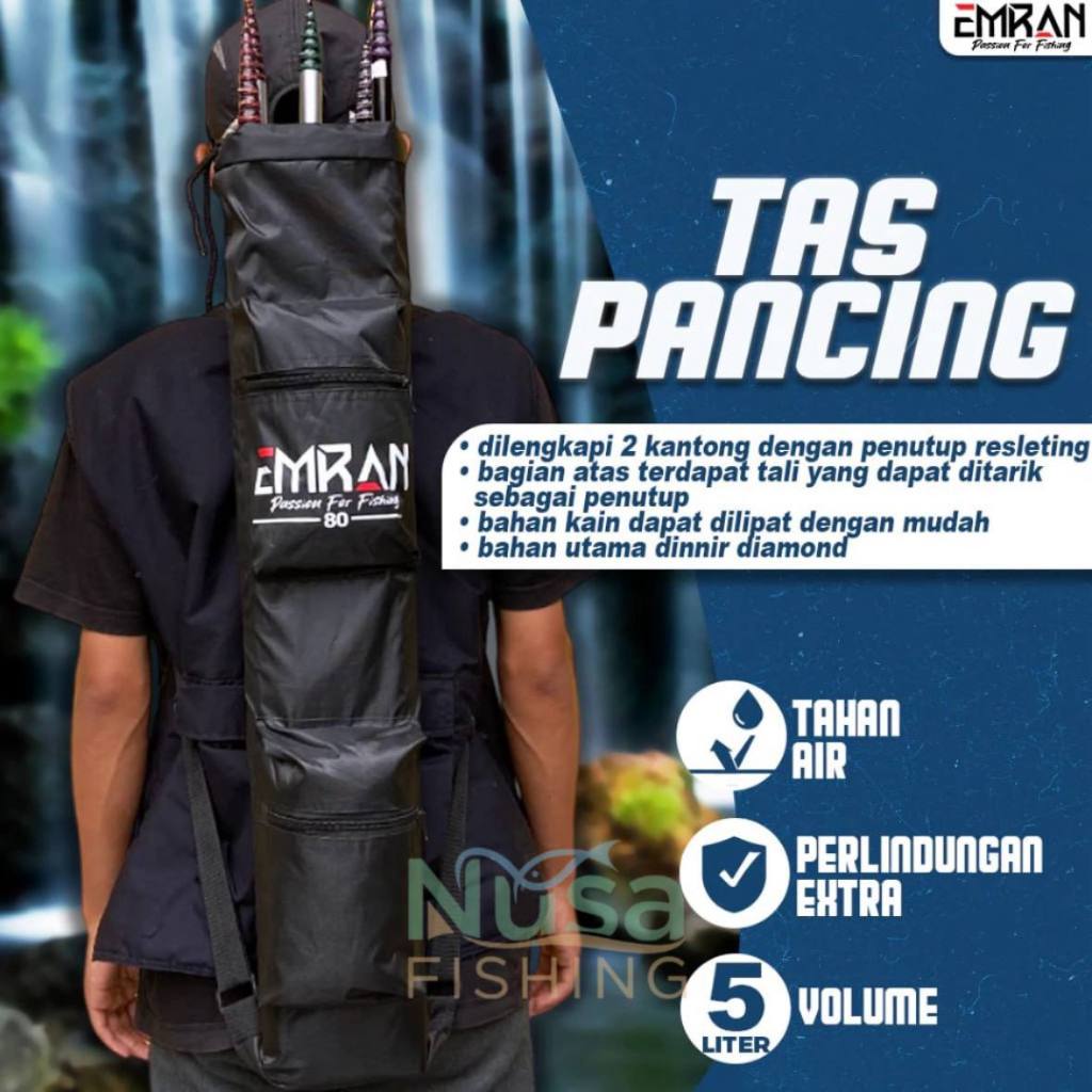 Tas Pancing Serut Anti Air Waterproof Bahan Tebal Simpel untuk Tegek – Tas Pancing Murah EMRAN