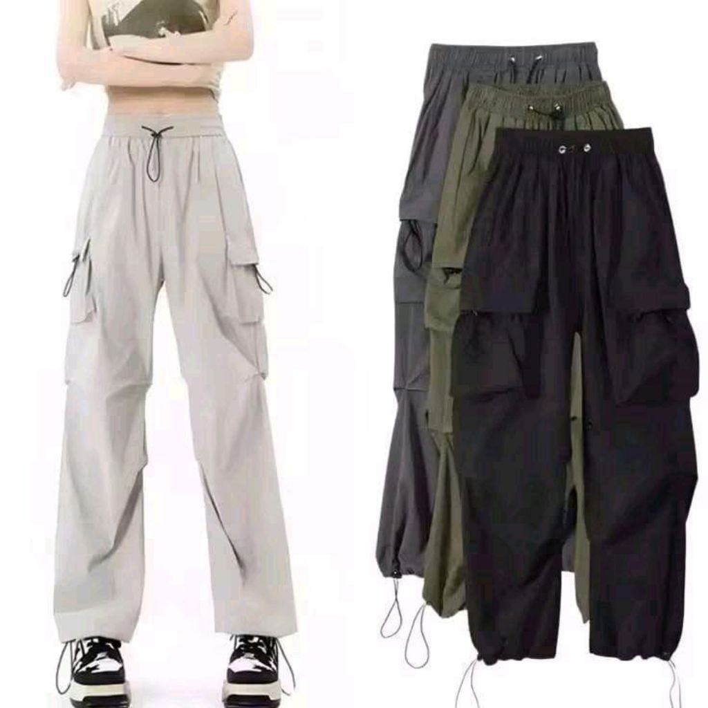 celana kargo serut Wanita celana jogger celana gunung Korean style termurah