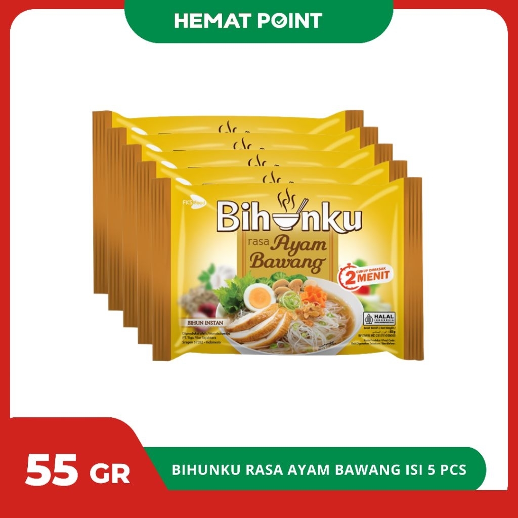 

Bihunku Rasa Ayam Bawang Isi 5 PCS - Paket Hemat Bihun Instan 55 Gr