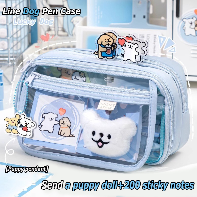 

Tas Pensil Transparan dengan Saku Depan, Kotak Pensil Berkapasitas Besar, Tas Penyimpanan Alat Tulis yang Cocok untuk Sekolah