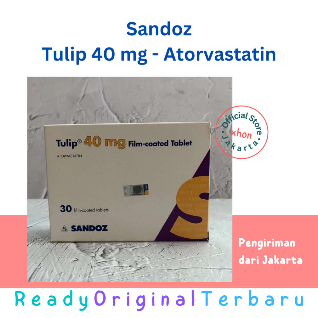 [ORIGINAL] Sandoz Tulip 40 mg - 30 Film Coated Tablet - Atorvastatin 40 mg | Tulip Malaysia | Tulip 