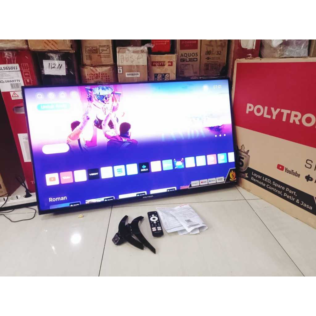 [+Free packing kayu] TV LED POLYTRON 40 Inch SMART TV Youtube WifiConnect Dll Kondisi bekas seperti 
