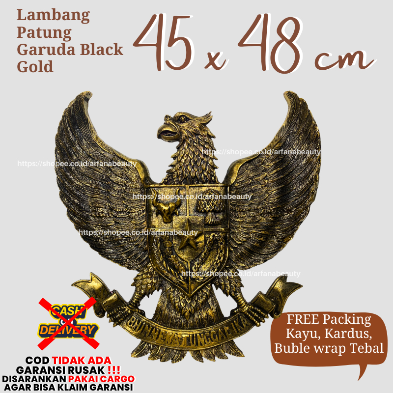 Patung Hiasan Pajangan Lambang Burung Garuda Pancasila Indonesia 45X48 PREMIUM 3D Tempel Gantung Dek