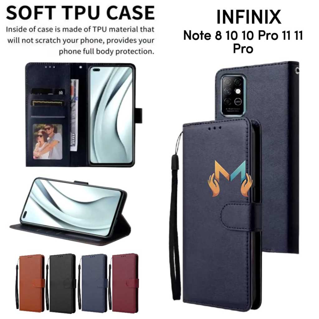 Case INFINIX NOTE 8 10 10 PRO 11 11 PRO Flip Casing Dompet Kulit Buka Tutup
