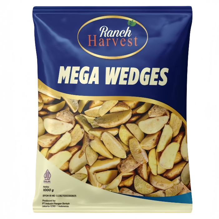 

RANCH HARVEST Mega Wedges 1Kg | Kentang Goreng Wedges Frozen Premium