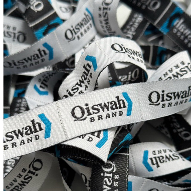 

(Free Design) Woven Label Custom 1cm Label Baju Hijab Fashion Label Woven Label Merk