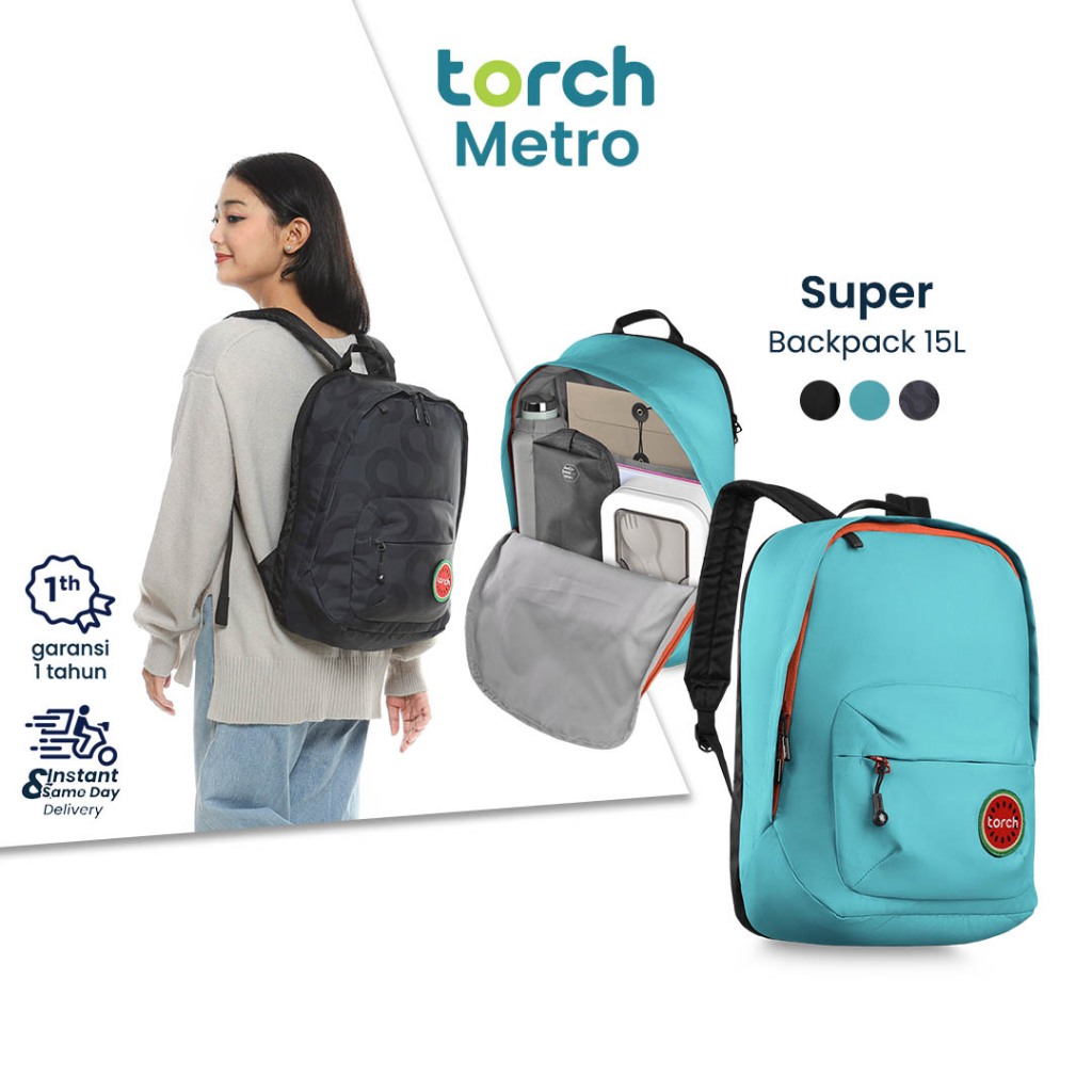 TORCH Super 15 Liter Backpack Tas Ransel Muat Laptop Kerja Sekolah Pria Wanita Tara Super Basic