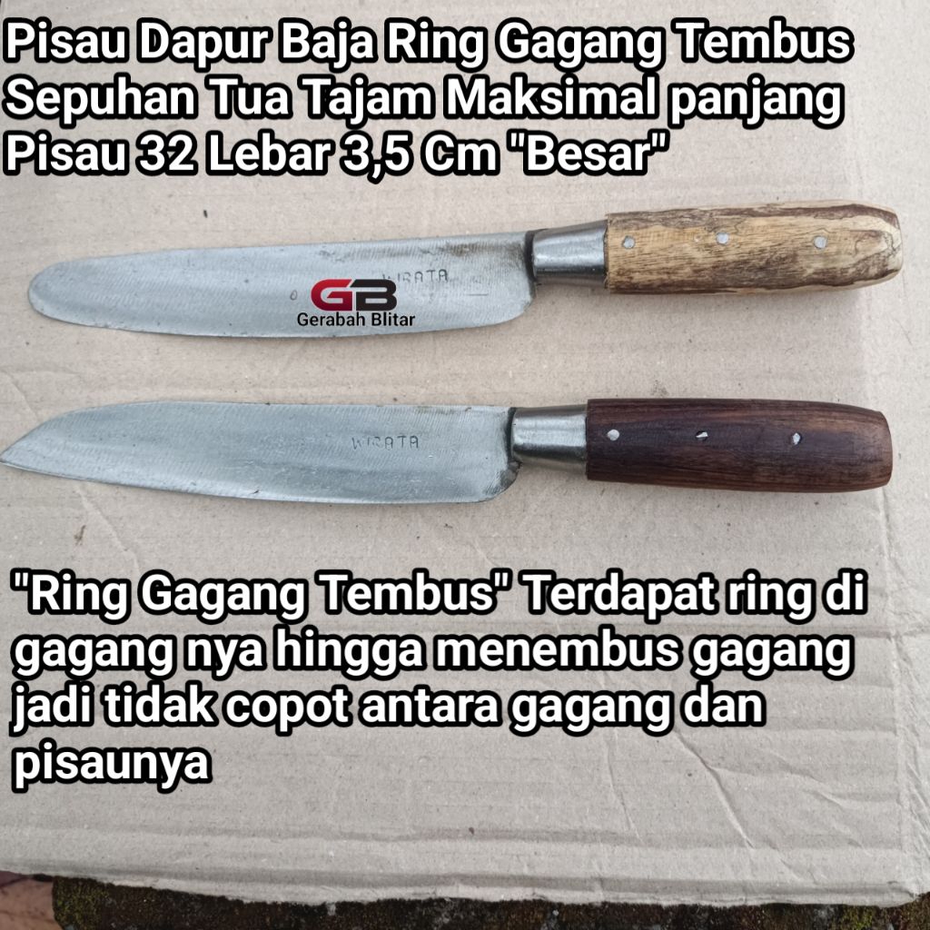Pisau Dapur / Pisau Sayur Tajam Maksimal / Pisau Serbaguna Asli Baja Rung Tembus Gagang Baja Putih