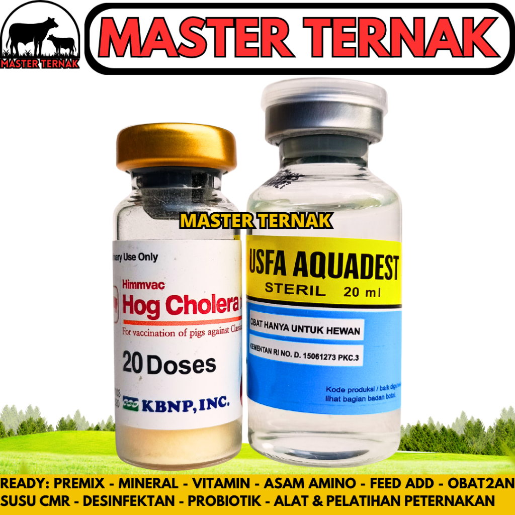 VAKSIN BABI HOG CHOLERA 20 DOSIS (1 BOTOL VAKSIN + 1 PELARUT) - Vaksin Kolera Babi untuk Pencegahan