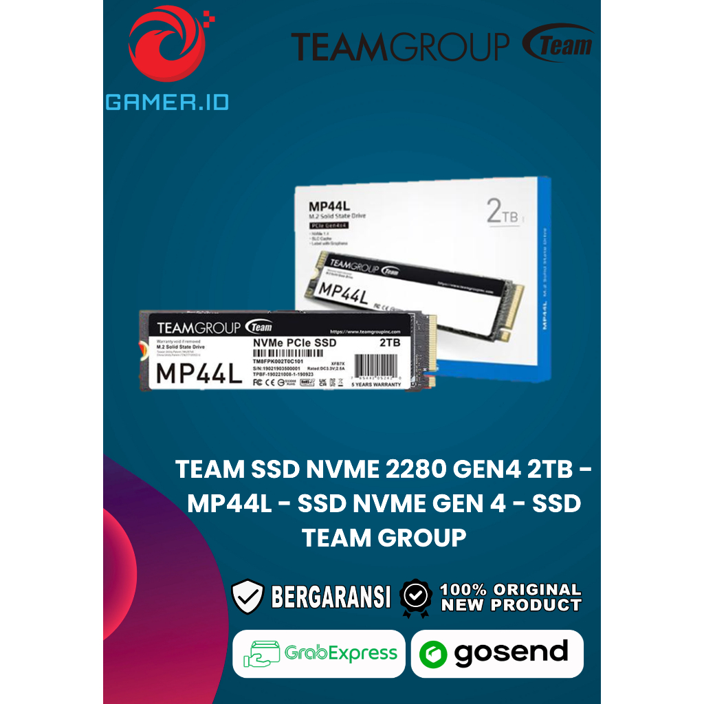 TEAM SSD NVME 2280 GEN4 2TB - MP44L - SSD NVME GEN 4 - SSD TEAM GROUP - SSD NVME 2TB - NVME 2TB