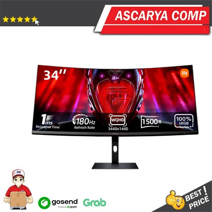 Xiaomi Mi Monitor 34" G34WQi WQHD Ultrawide 180Hz Curved Gaming Garansi Resmi - G34WQi