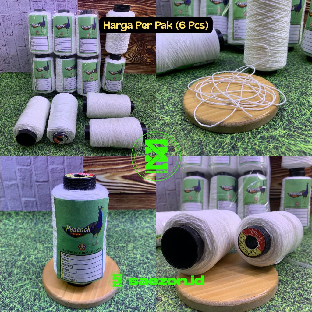 (6 ROLL) BENANG JAHIT KARUNG MEREK PEACOCK / BENANG JAHIT KARUNG BERAS / BENANG KARUNG WARNA PUTIH