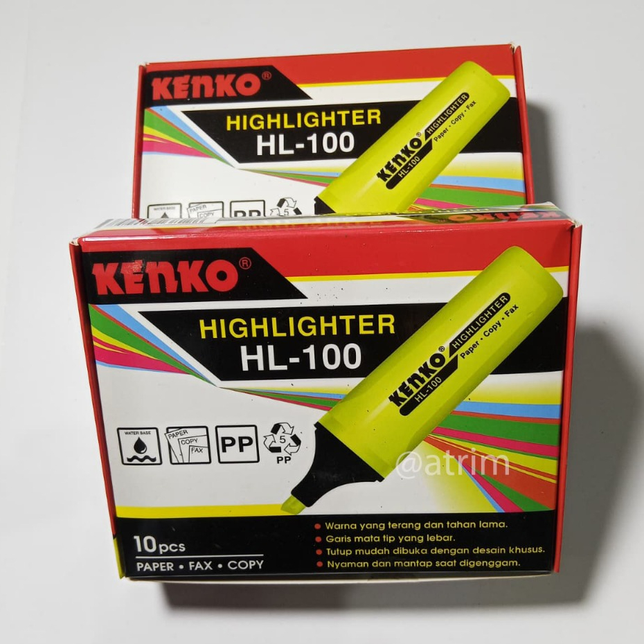 

(1 Pak ) KENKO Stabillo | Highlighter Kenko HL-100 | 1 Pak Isi 10 Pcs
