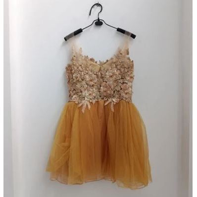 Dress Wanita Dress Pesta Gold Mini