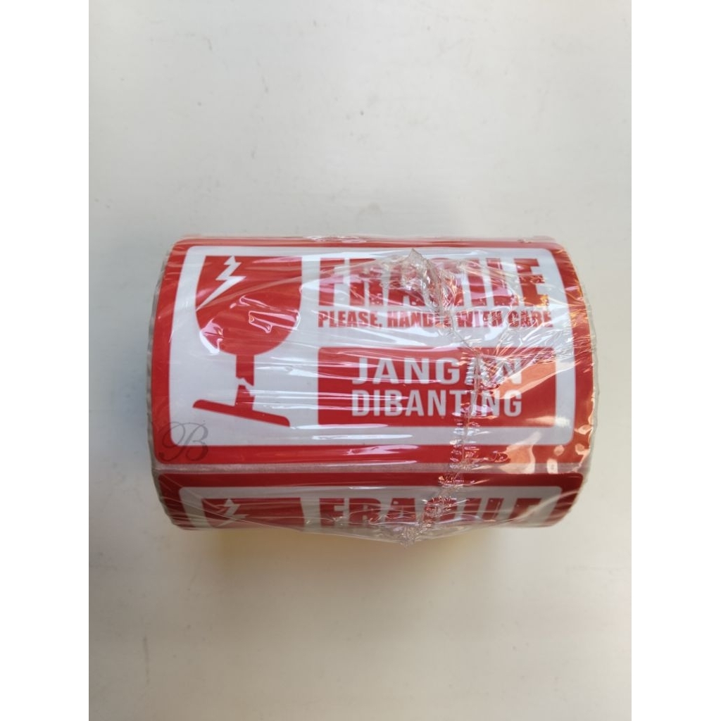 

300pcs Sticker FRAGILE JANGAN DIBANTING 80 x 50 1roll