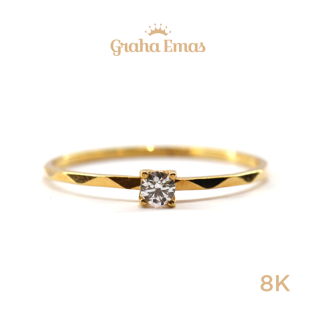 Graha Emas Cincin Emas Kuning Solitaire 8K - Yellow Gold Ring Solitaire Model 8ct [ 013S ]
