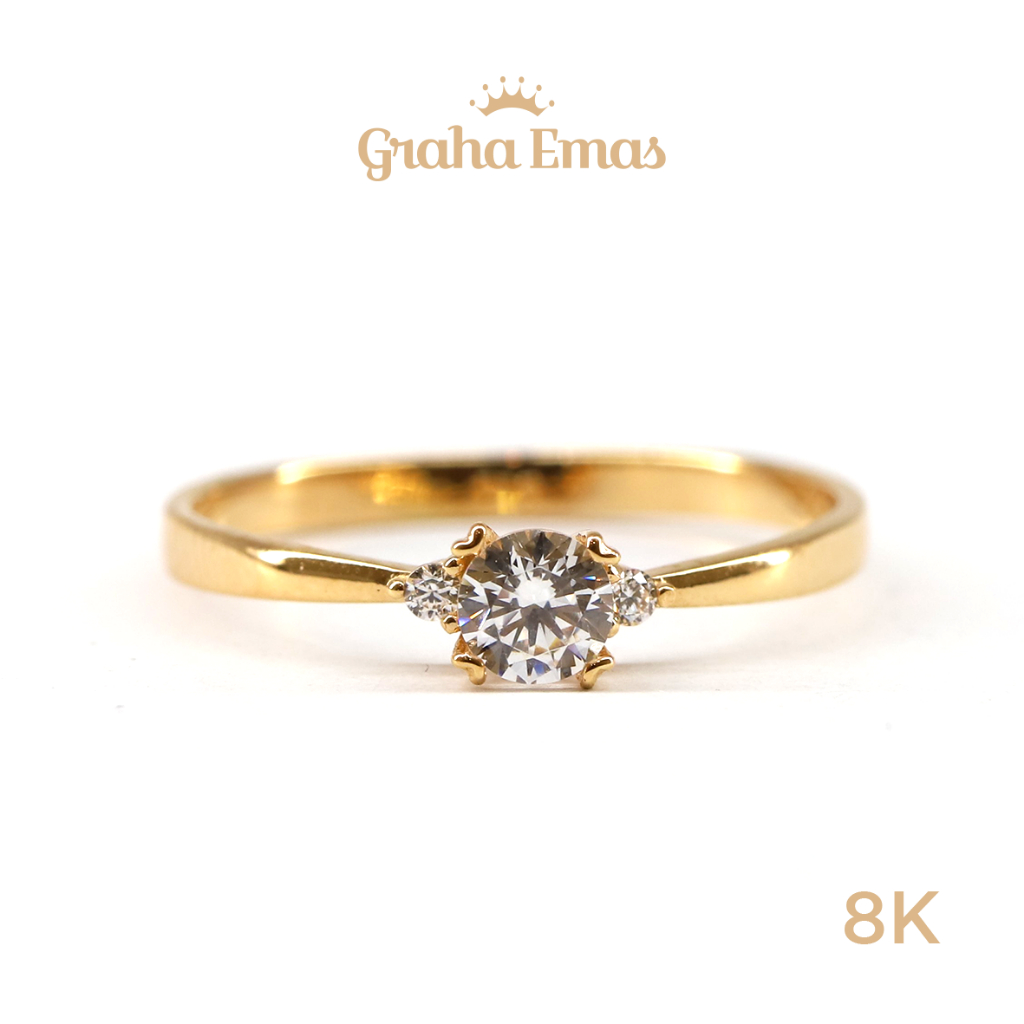 Graha Emas Cincin Emas Kuning Solitaire 8K - Yellow Gold Ring Solitaire Model 8ct [ 0141 ]