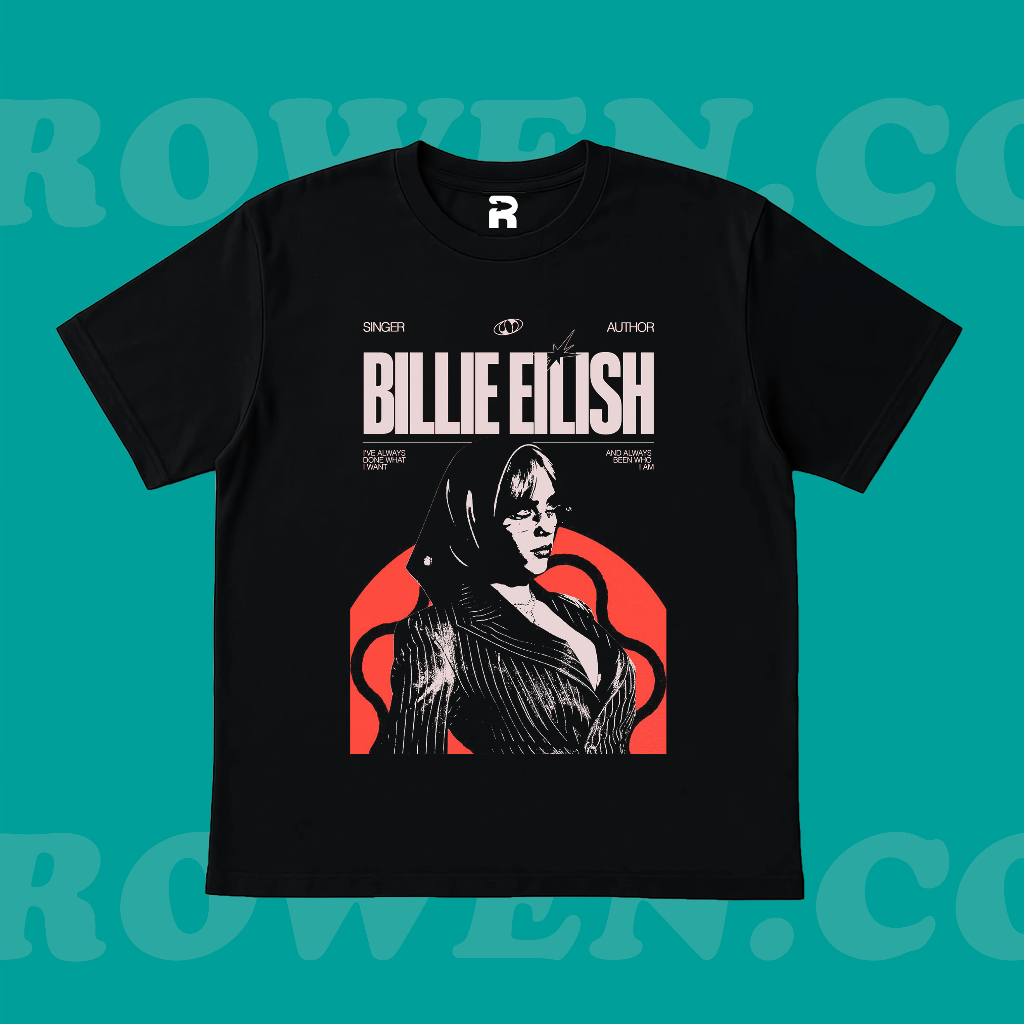 ROWEN.CO | KAOS BAJU NONA BILLIE ELLISH | T-SHIRT OVERSIZE HITAM STYLE Y2K VINTAGE BOOTLEG GRUNGE SK