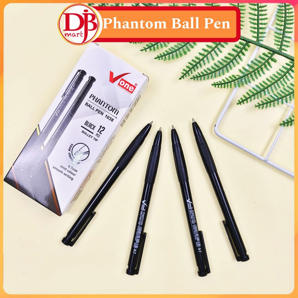 

DJB - Pulpen Phantom V-One 1038 | Ball Pen 0.7mm | Tinta Hitam | 1 Pack Isi 12 pcs