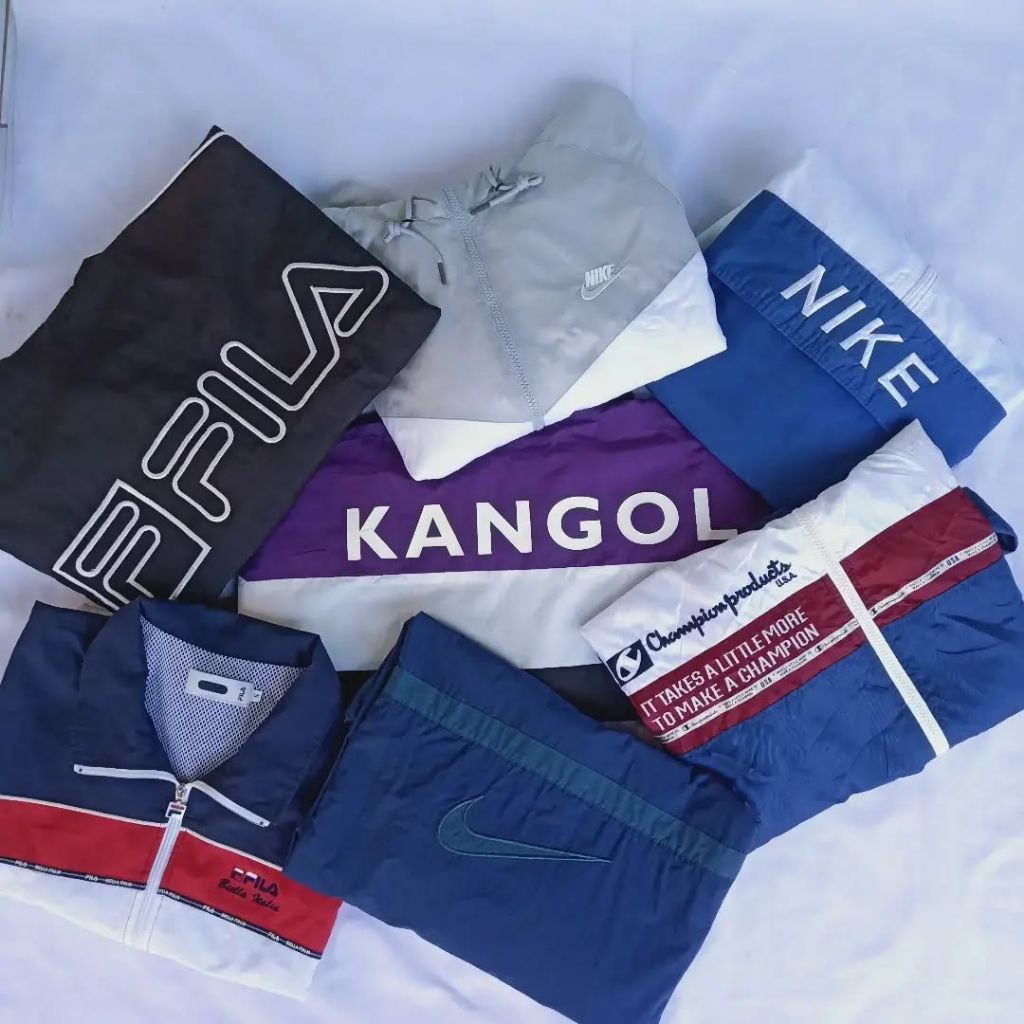 Vintage windbreaker jacket colorblock Pria Wanita/Unisex