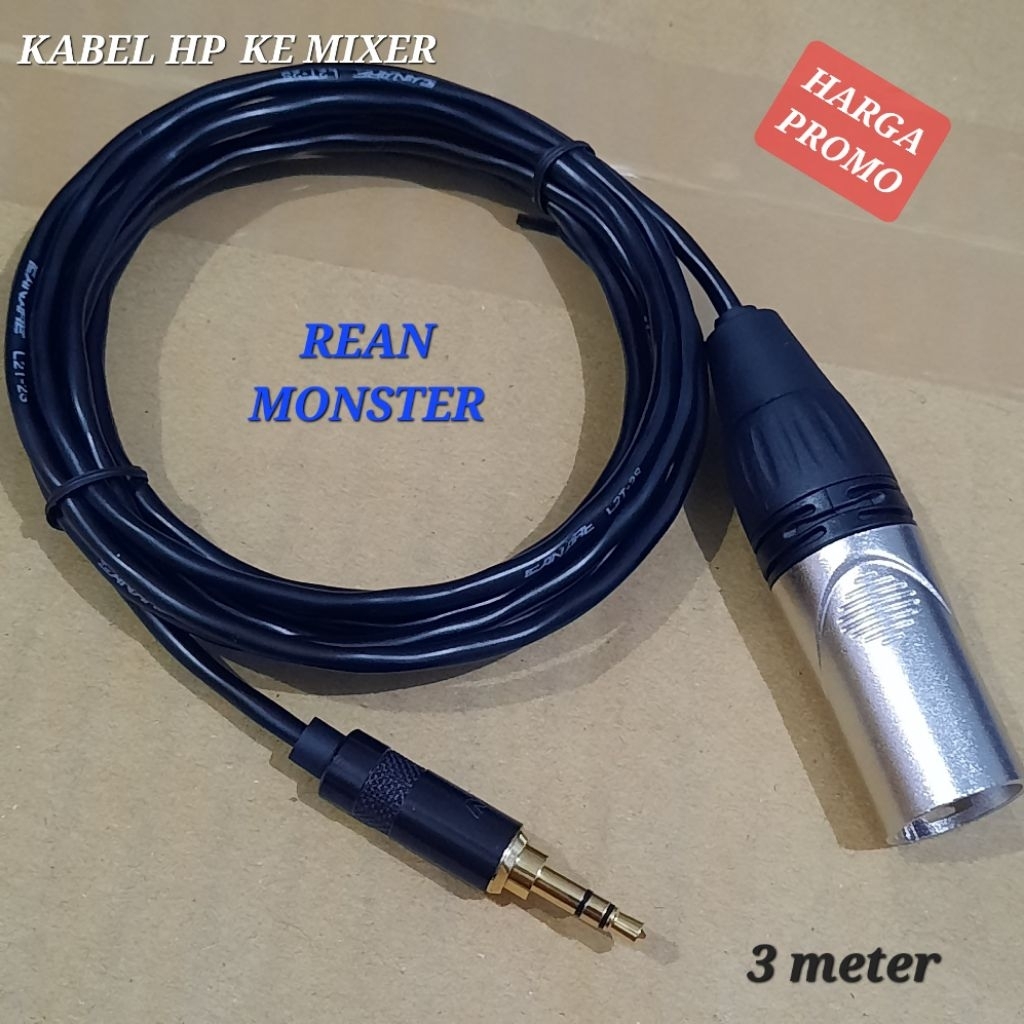 kabel hp ke mixer jack mini stereo to xlr male 3 meter