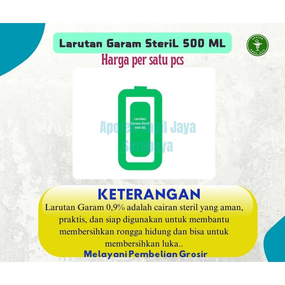 Nasal Wash Liquid (Cairan Garam Steril) OTSUKA 500 ML TERMURAH Bisa Untuk Cuci Luka