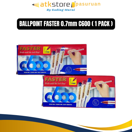

[1 PACK] PULPEN FASTER C600 HITAM, BIRU, MERAH BALL PENA / PENA 0.7mm FASTER