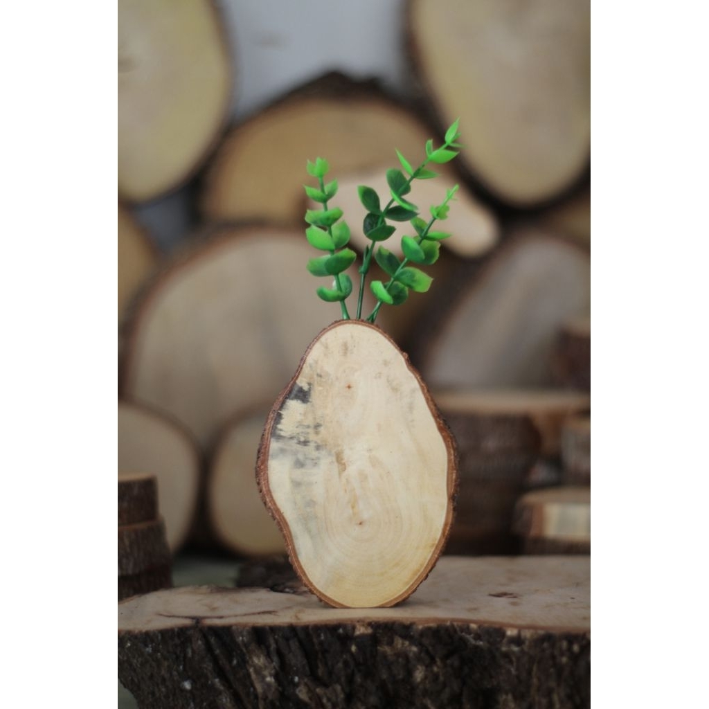 vas pot bunga mini dari kayu asli hiasan rumah pajangan ruangan