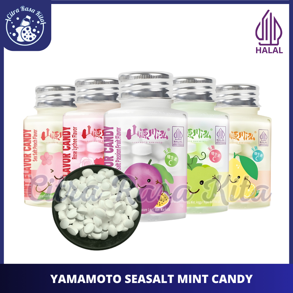 

Yamamoto Kawahiro Permen Seasalt Mint Bebas Gula Rasa Buah Halal 38gr