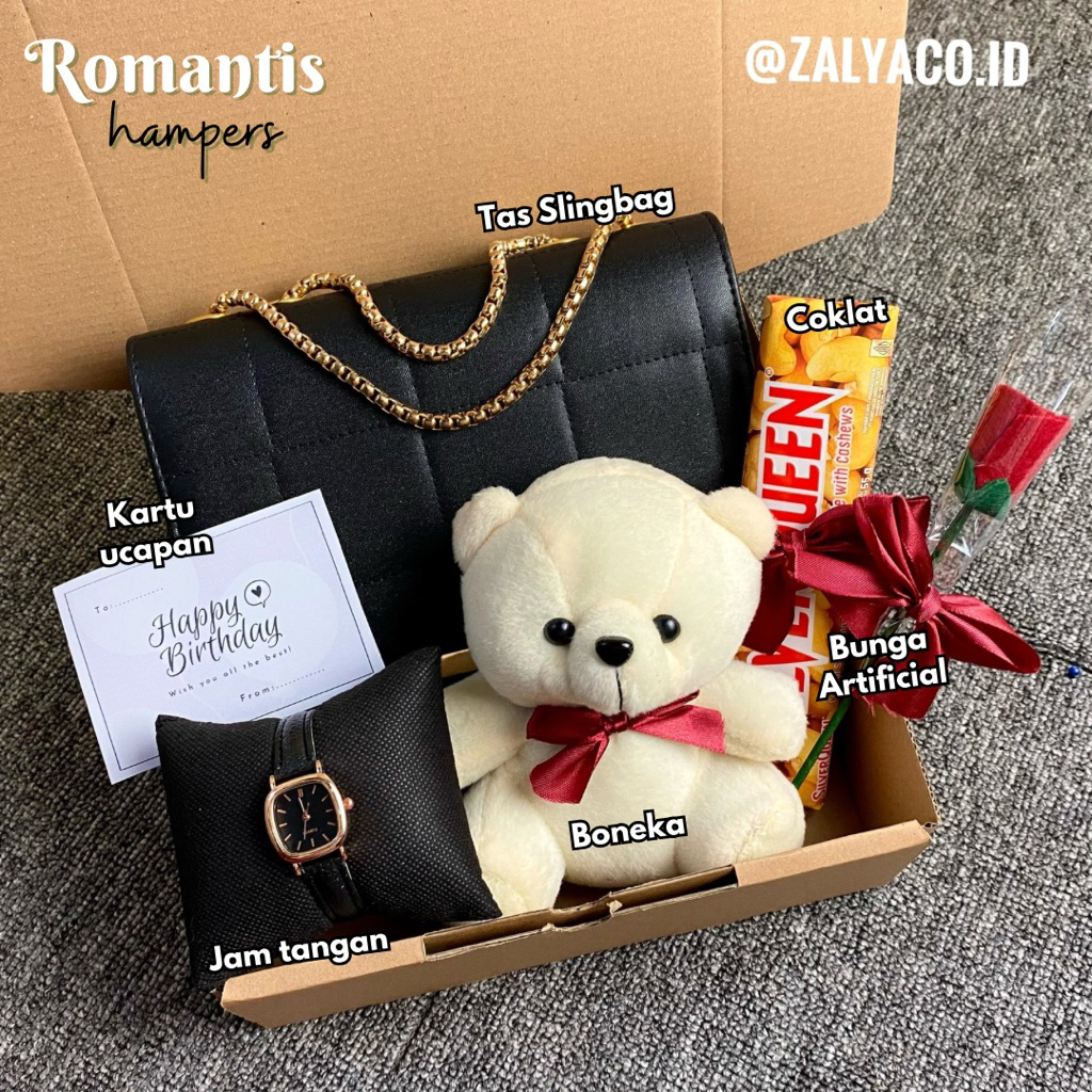 

Hampers Kado Cewek Elegan Tas Wanita Boneka Cokelat Ulang Tahun Anniversary Wisuda Valentine