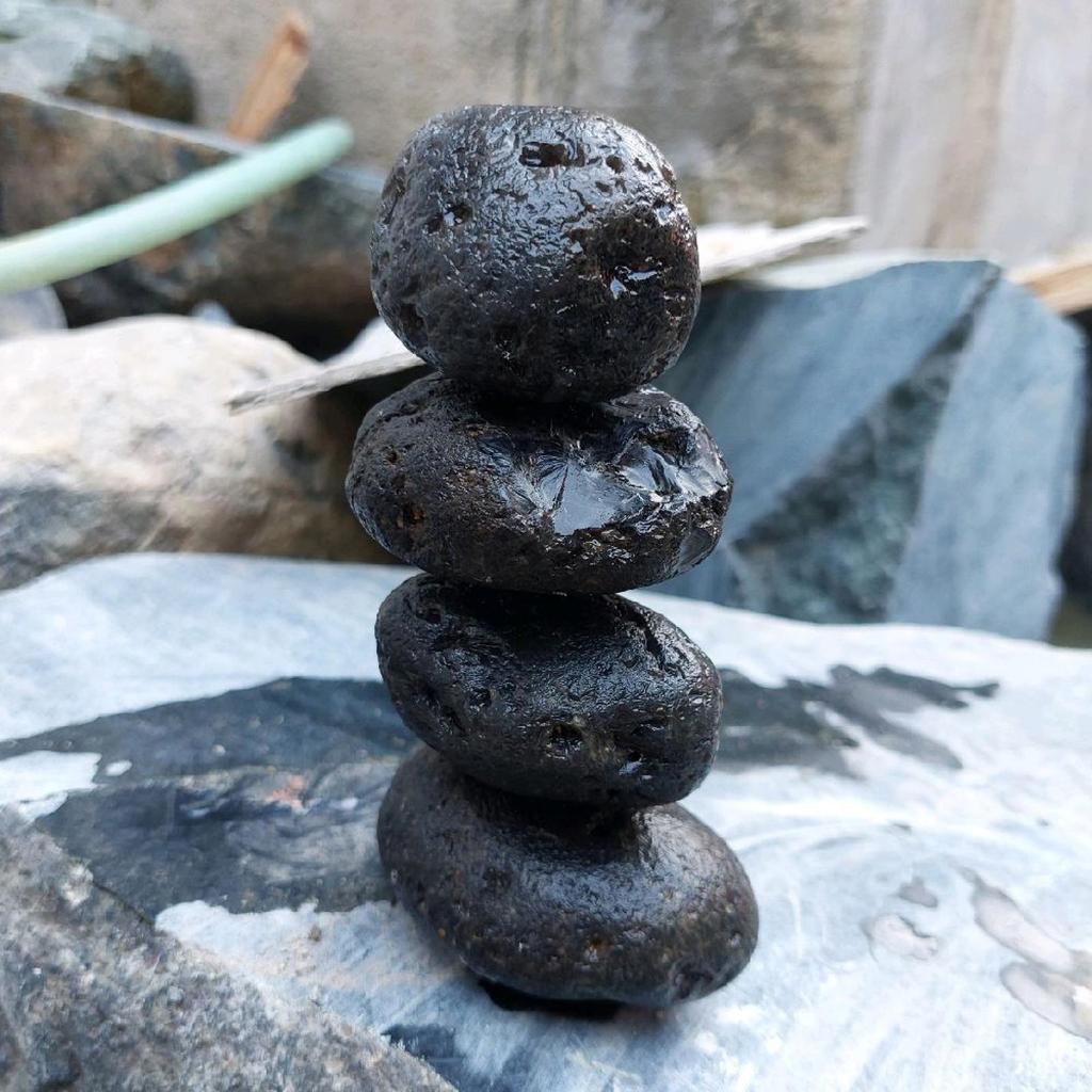 Bahan Batu Natural Black Obsidian Asli Bongkahan Rough Gemstone Akik Agate Hitam Tembus Senter