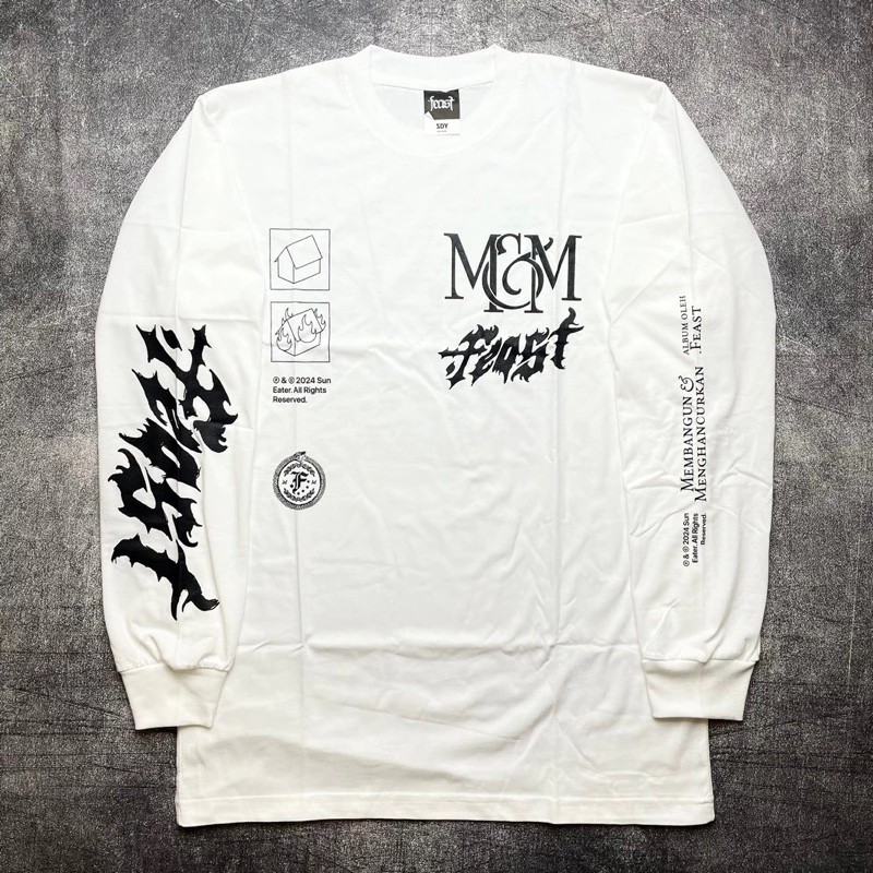 T-SHIRT FEAST | MEMBANGUN | WHITE UNISEX | LONG SLEEVE