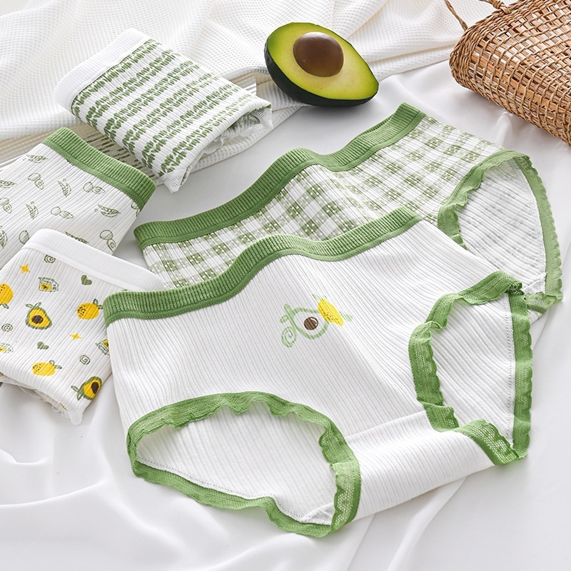 CHAVA | CD2141 Celana Dalam Renda Wanita Motif Alvocado Lucu Bahan Katun Jepang Menyerap Keringat