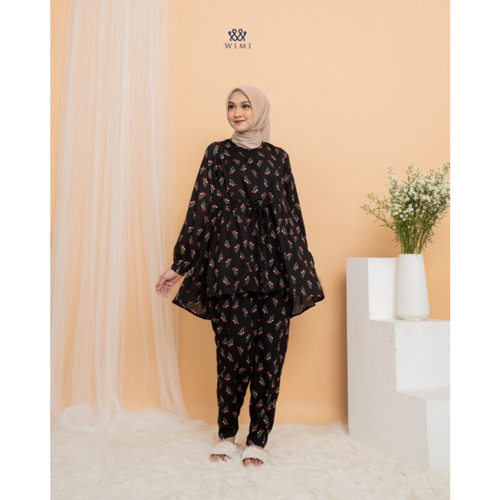 Wimi.id - Aluna Pajamas One Set | Baju Wanita Ibu Hamil dan Menyusui Katun Rayon Premium