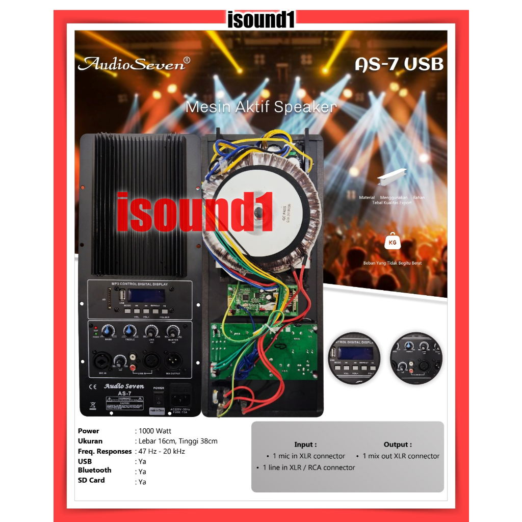 POWER KIT SPEAKER AKTIF AUDIO SEVEN AS 7 USB/ AS7USB HUPER ORIGINAL