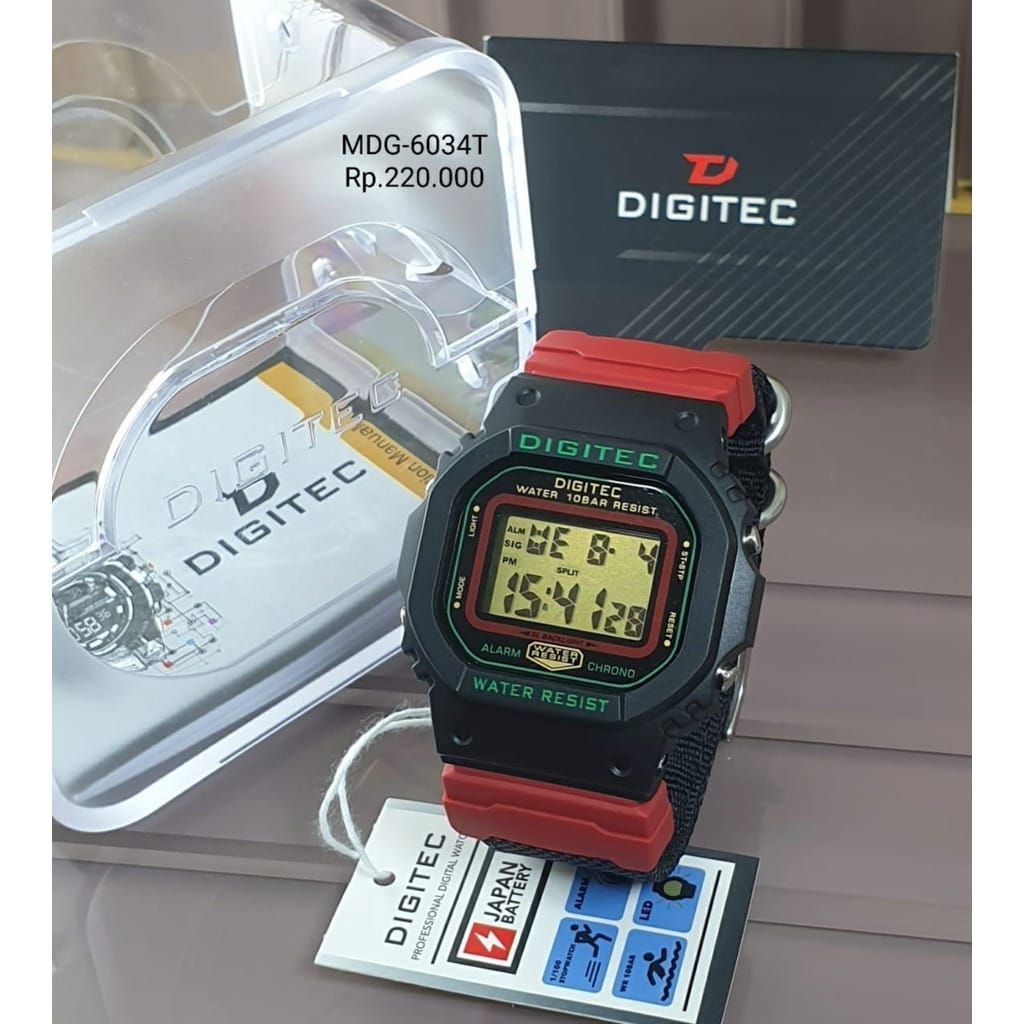 Jam Tangan Pria Original Digitec DG6034T/ DG 6034 T/ DG 6034 Digital ( Water Resistant ) Watch