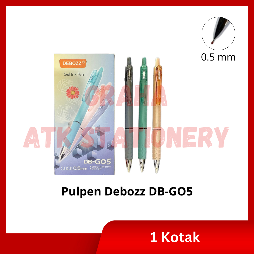 

[1 Kotak] Pulpen Cetek Debozz DB-GO5 / Retractable Gel Pen 0.5mm Debozz DB-GO5